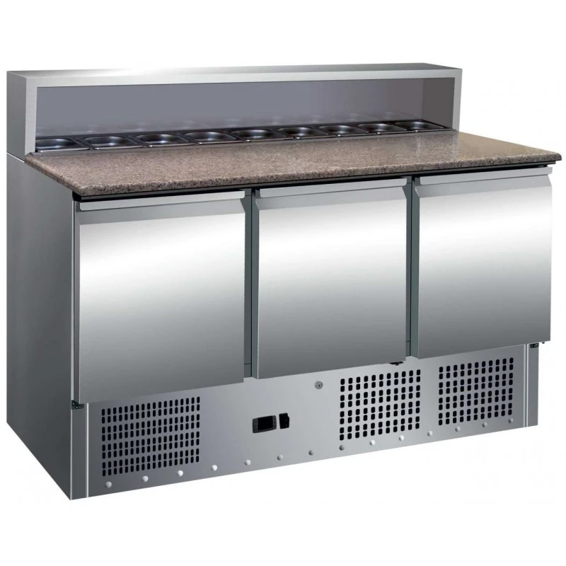 mobiliario-contract-mesa gn1 1 3 puertas preparacion ensaladas con encimera de granito de 1365 x700 x1010h mm pekin